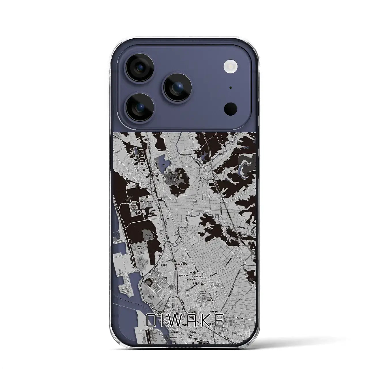 【追分(秋田県)】地図柄iPhoneケース(クリアタイプ)