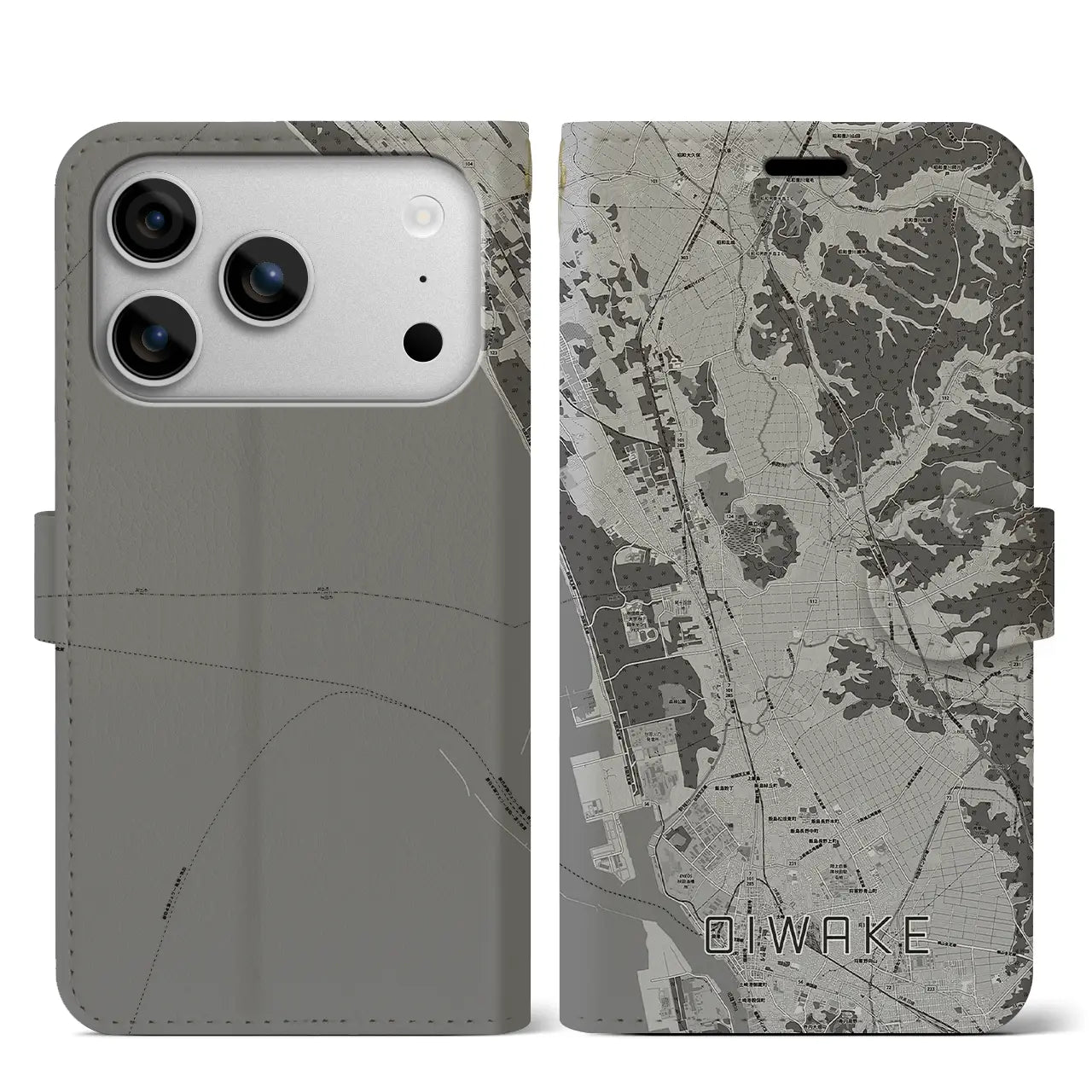 【追分(秋田県)】地図柄iPhoneケース(手帳タイプ)