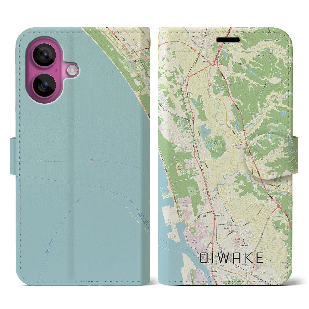 【追分(秋田県)】地図柄iPhoneケース(手帳タイプ)