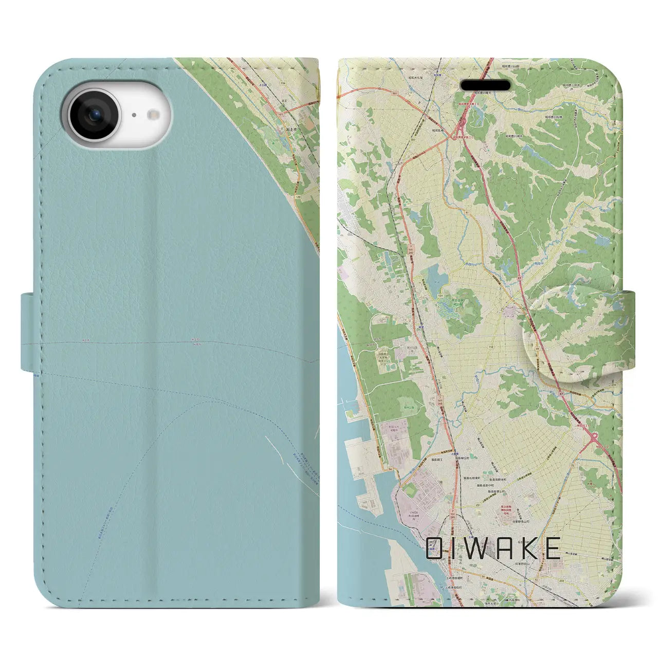 【追分(秋田県)】地図柄iPhoneケース(手帳タイプ)