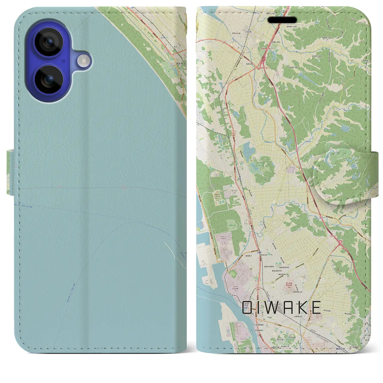 【追分(秋田県)】地図柄iPhoneケース(手帳タイプ)ナチュラル・iPhone 16 Pro Max 用