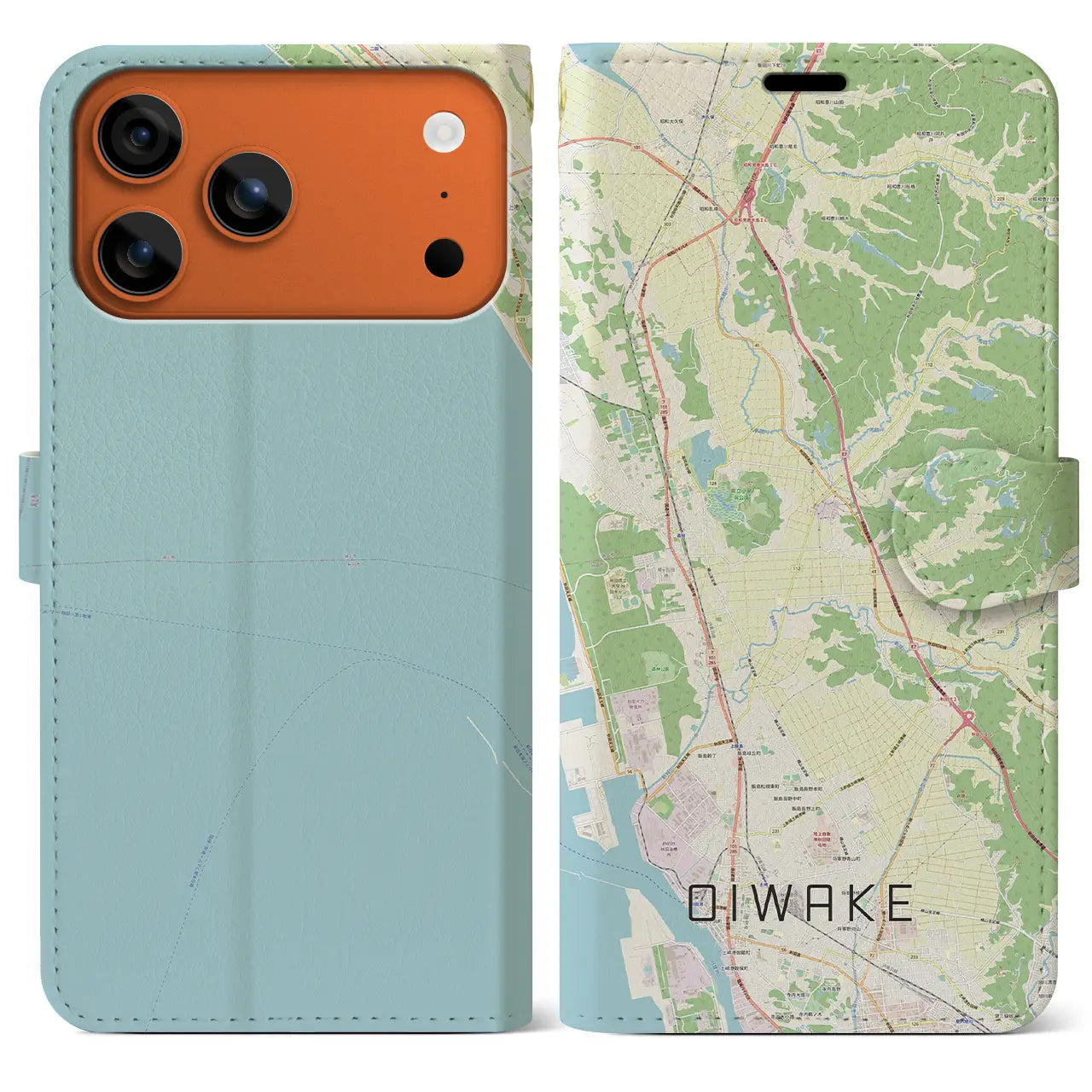 【追分(秋田県)】地図柄iPhoneケース(手帳タイプ)