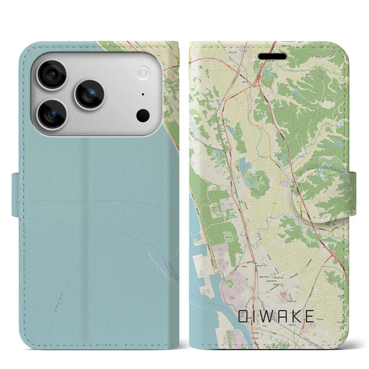 【追分(秋田県)】地図柄iPhoneケース(手帳タイプ)