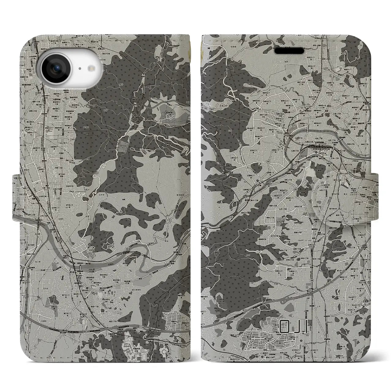 【王寺(奈良県)】地図柄iPhoneケース(手帳タイプ)