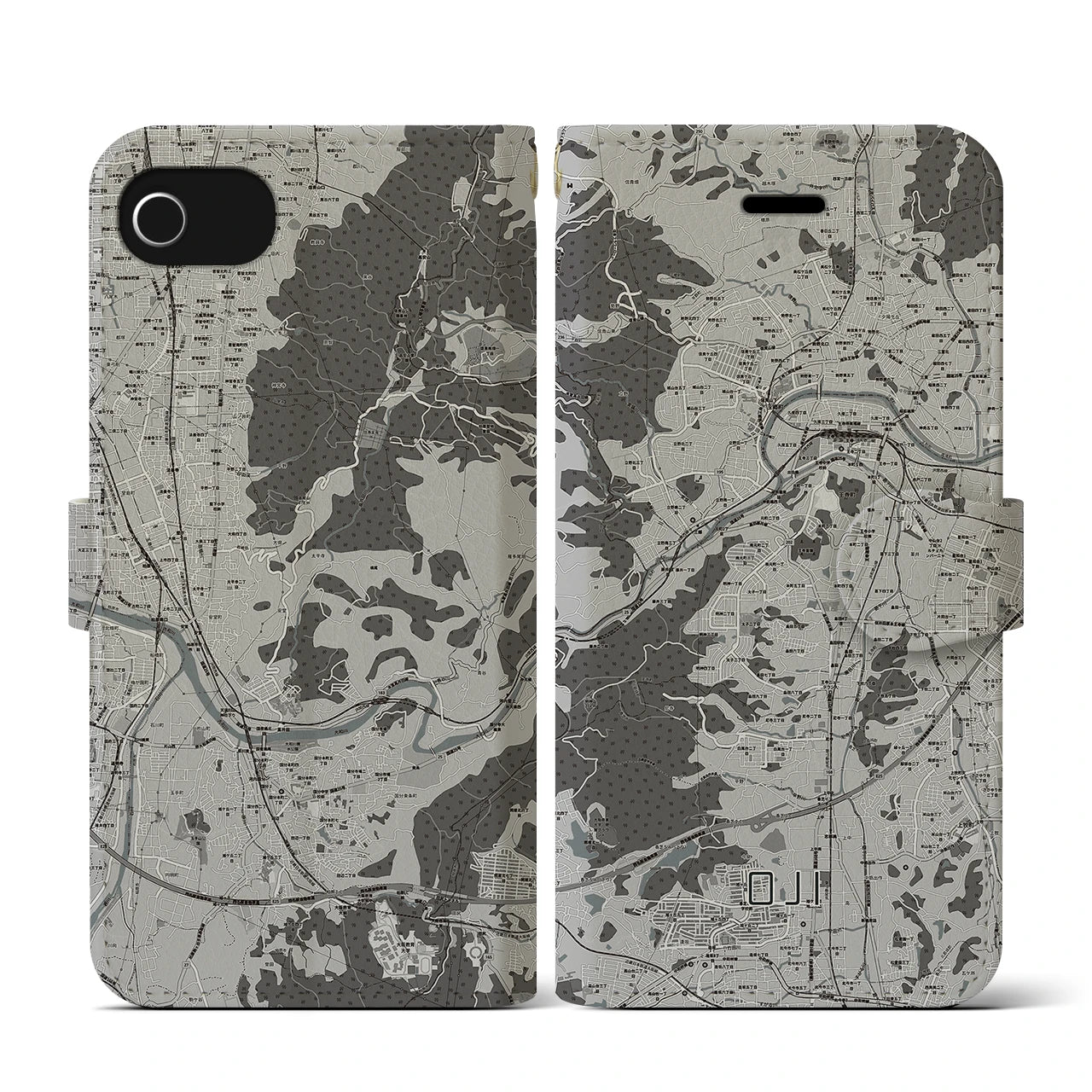 【王寺(奈良県)】地図柄iPhoneケース(手帳タイプ)