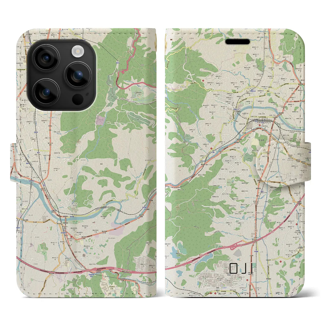 【王寺(奈良県)】地図柄iPhoneケース(手帳タイプ)