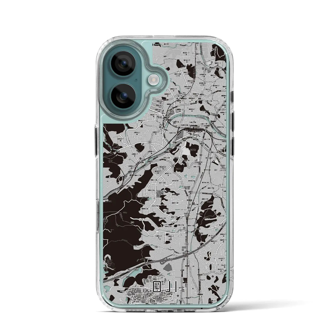 【王寺(奈良県)】地図柄iPhoneケース(MagSafeタイプ)モノトーン・iPhone 16 Pro 用