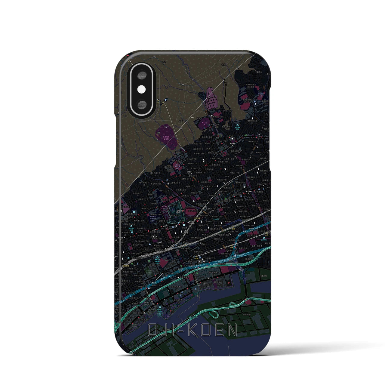 【王子公園(兵庫県)】地図柄iPhoneケース(バックカバータイプ)
