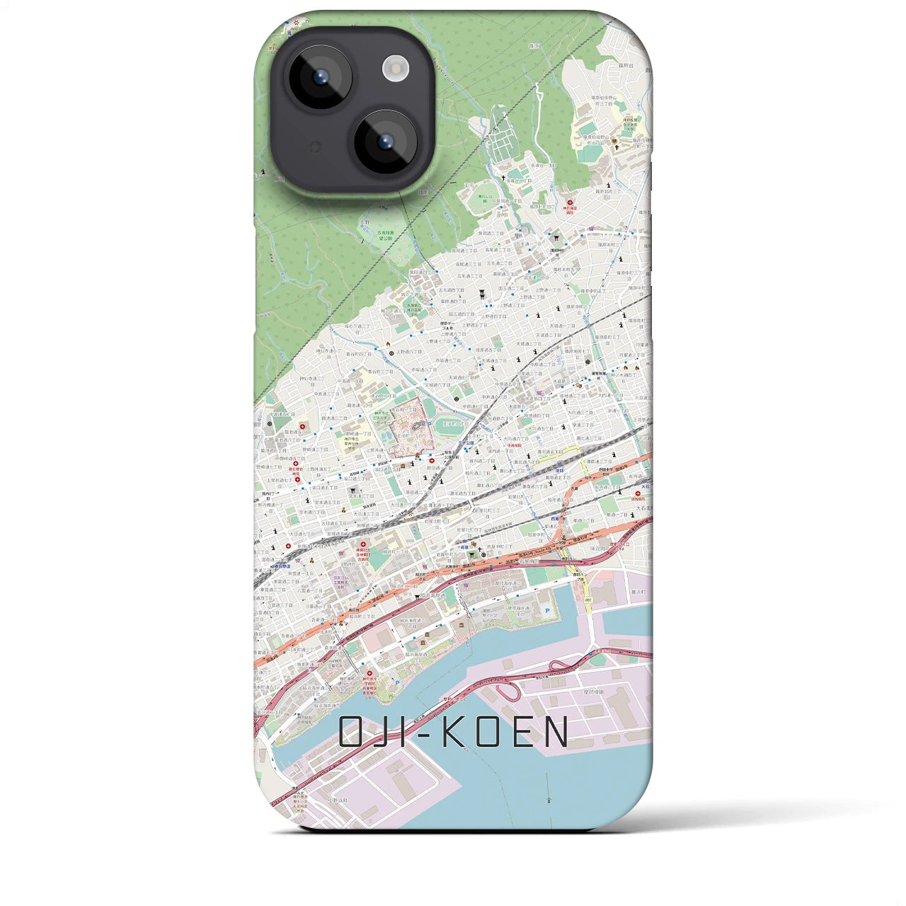 【王子公園(兵庫県)】地図柄iPhoneケース(バックカバータイプ)