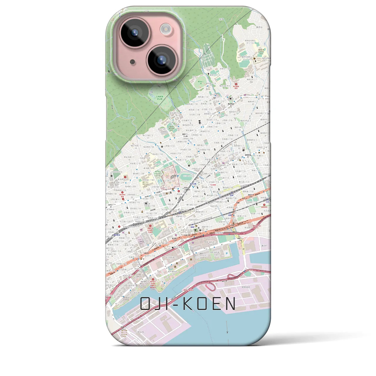 【王子公園(兵庫県)】地図柄iPhoneケース(バックカバータイプ)