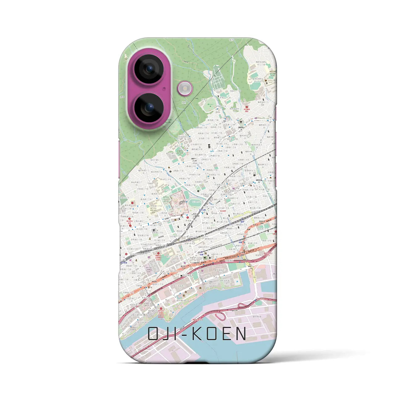 【王子公園(兵庫県)】地図柄iPhoneケース(バックカバータイプ)