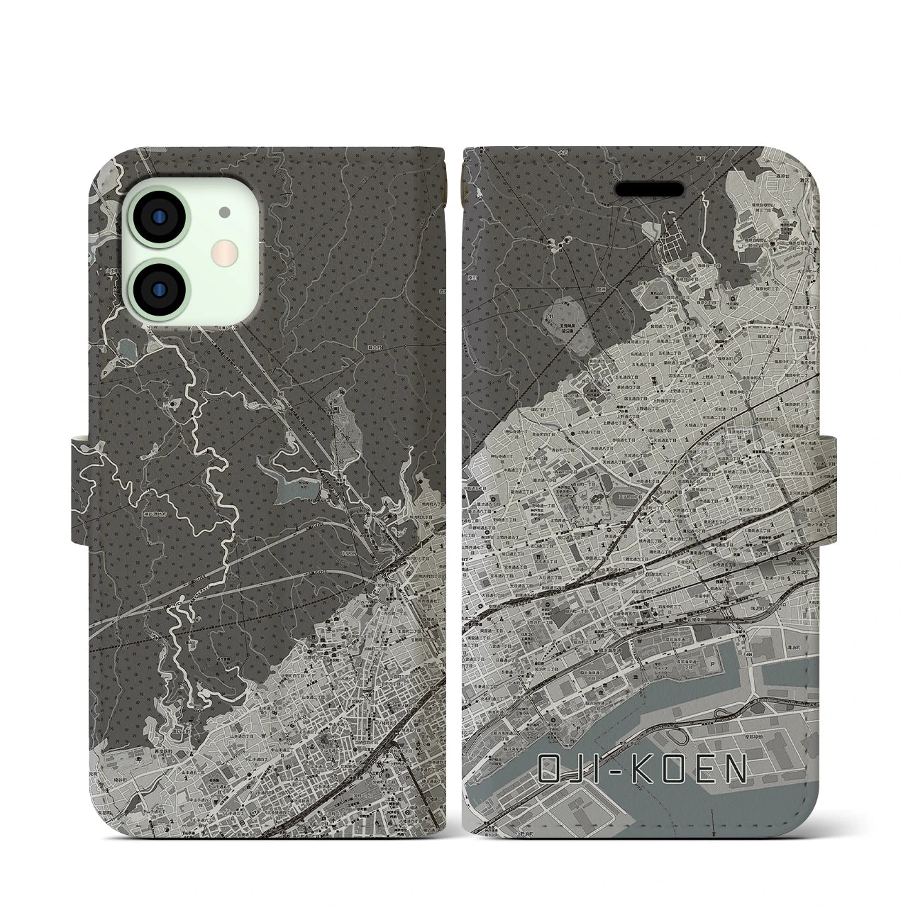 【王子公園(兵庫県)】地図柄iPhoneケース(手帳タイプ)