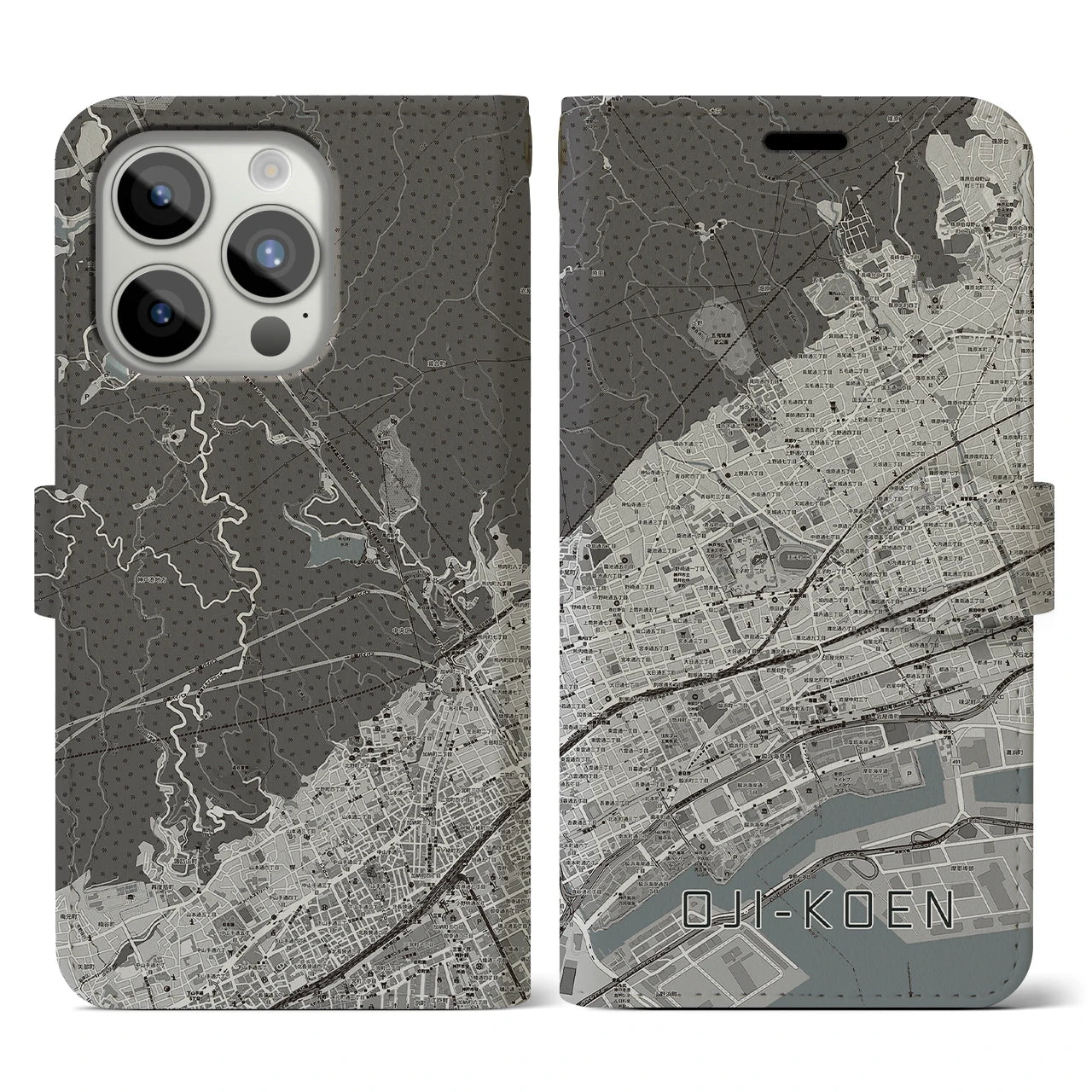 【王子公園(兵庫県)】地図柄iPhoneケース(手帳タイプ)