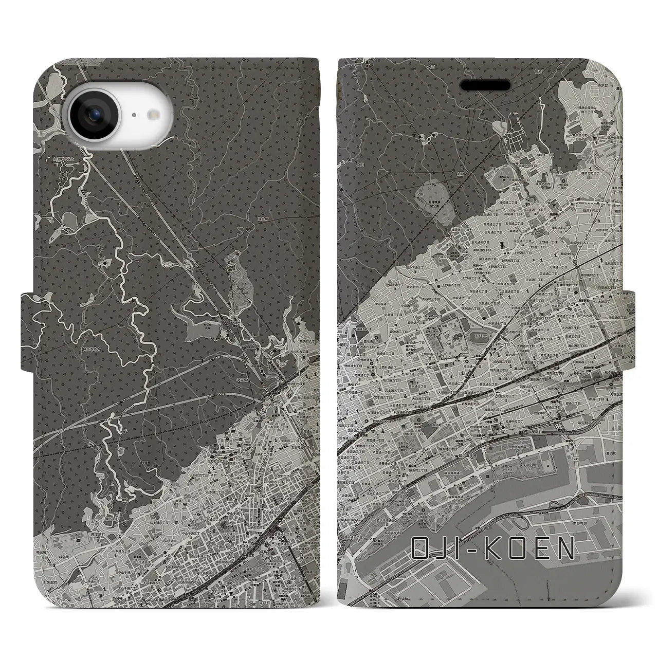 【王子公園(兵庫県)】地図柄iPhoneケース(手帳タイプ)