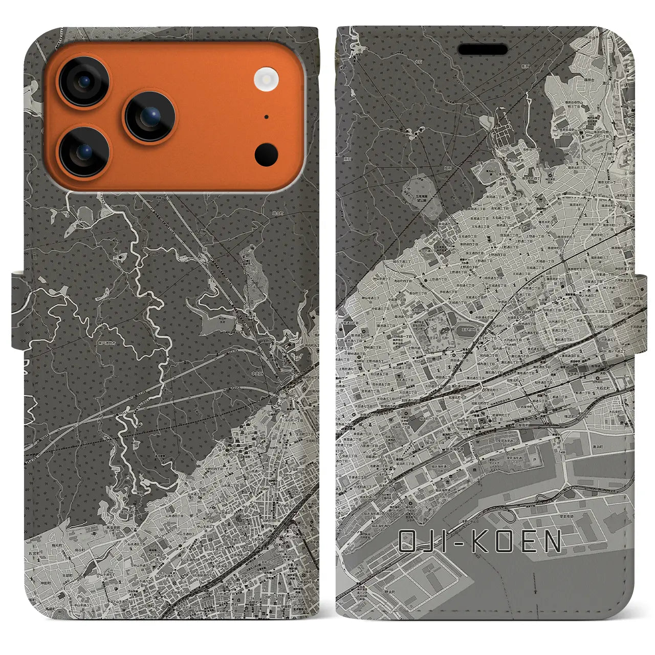 【王子公園(兵庫県)】地図柄iPhoneケース(手帳タイプ)