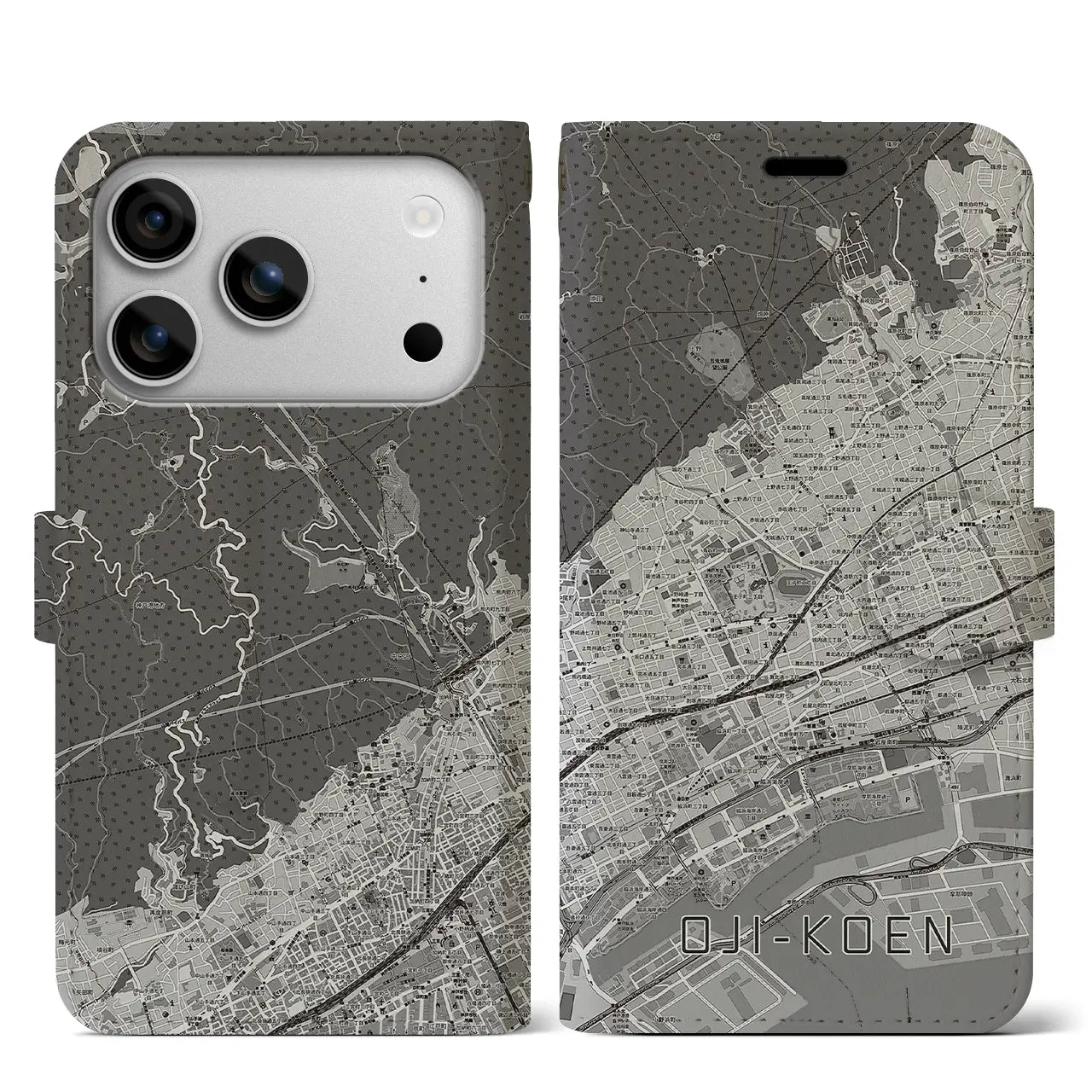 【王子公園(兵庫県)】地図柄iPhoneケース(手帳タイプ)