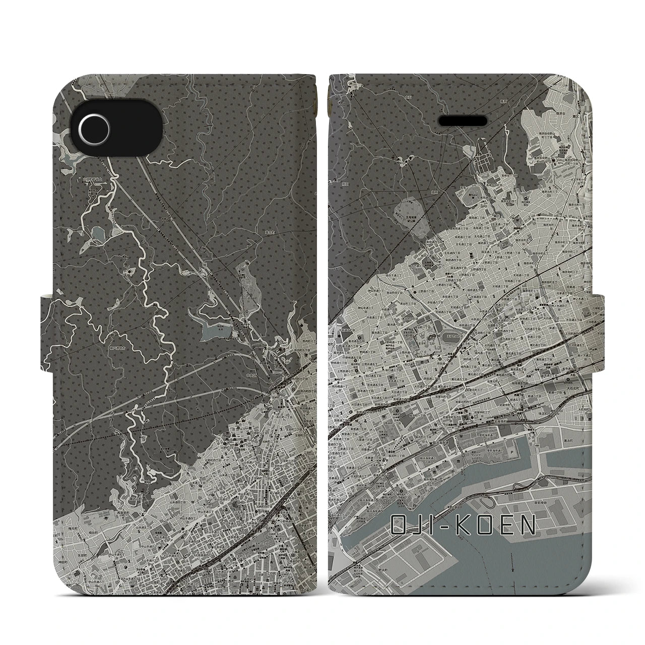 【王子公園(兵庫県)】地図柄iPhoneケース(手帳タイプ)