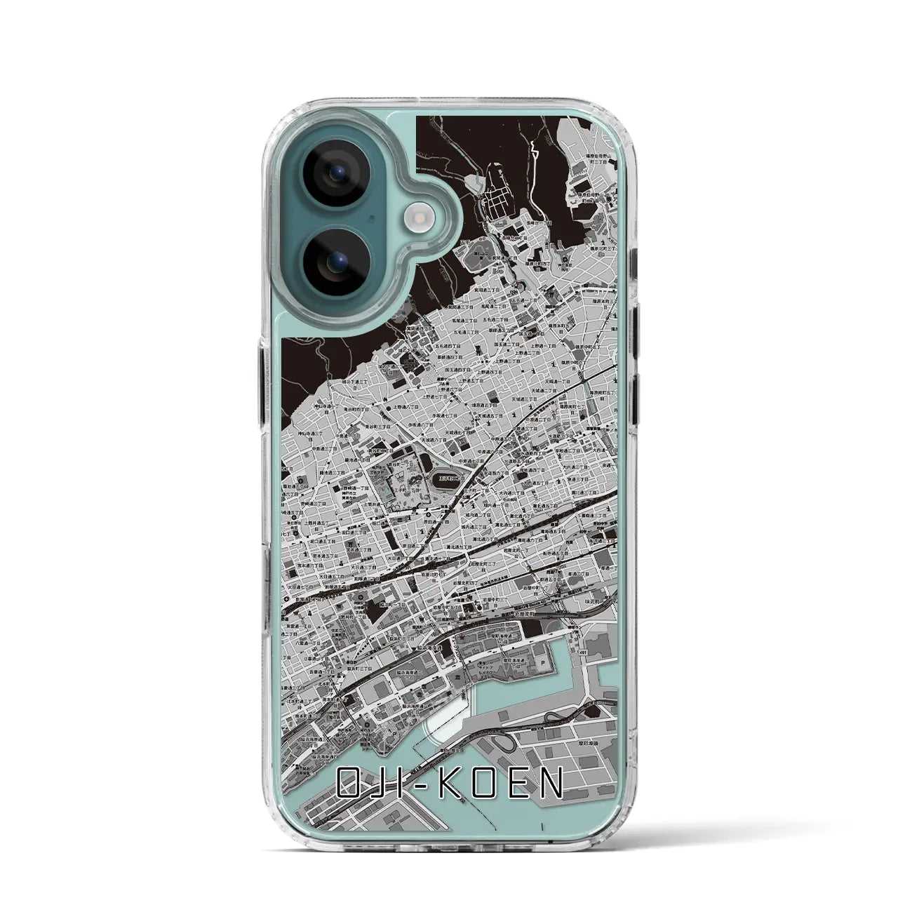 【王子公園(兵庫県)】地図柄iPhoneケース(MagSafeタイプ)モノトーン・iPhone 16 Pro 用