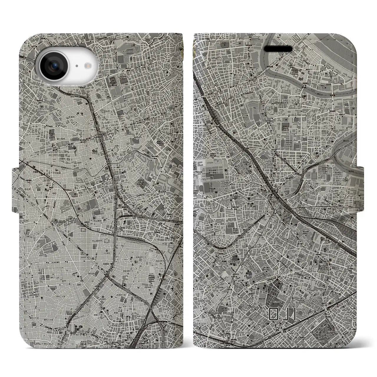 【王子(東京都)】地図柄iPhoneケース(手帳タイプ)