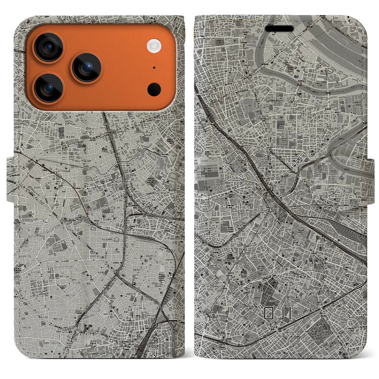 【王子(東京都)】地図柄iPhoneケース(手帳タイプ)