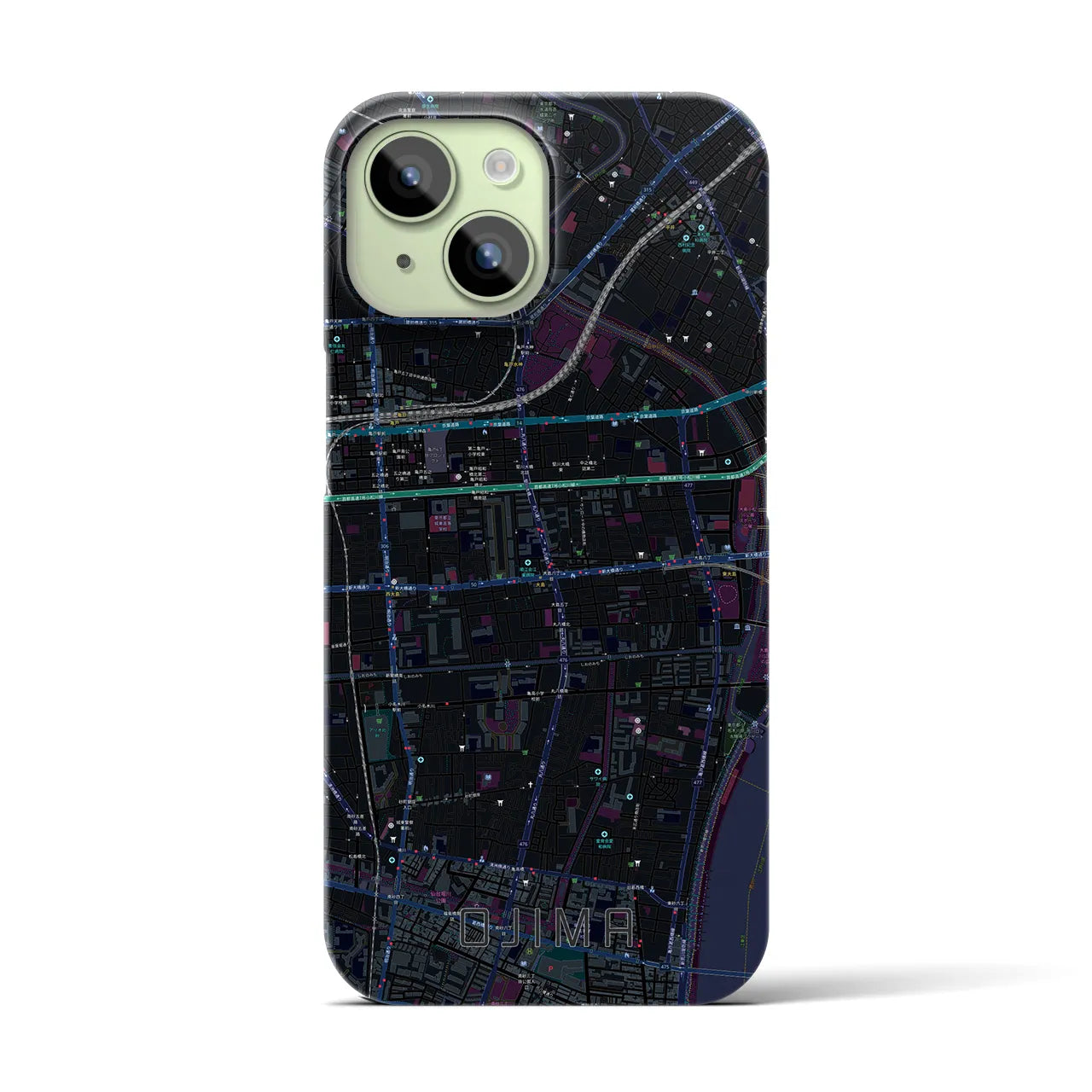 【大島(東京都)】地図柄iPhoneケース(バックカバータイプ)