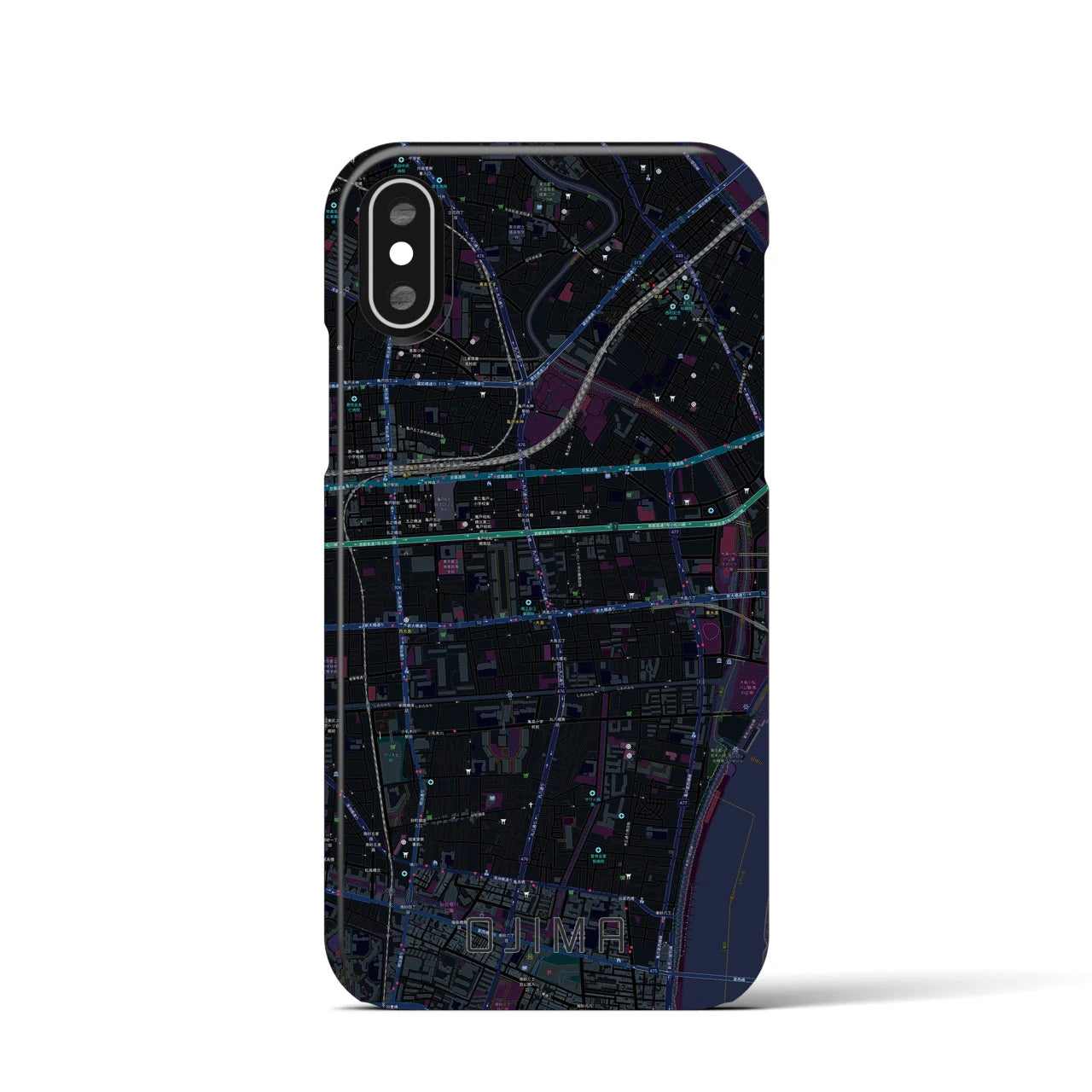 【大島(東京都)】地図柄iPhoneケース(バックカバータイプ)