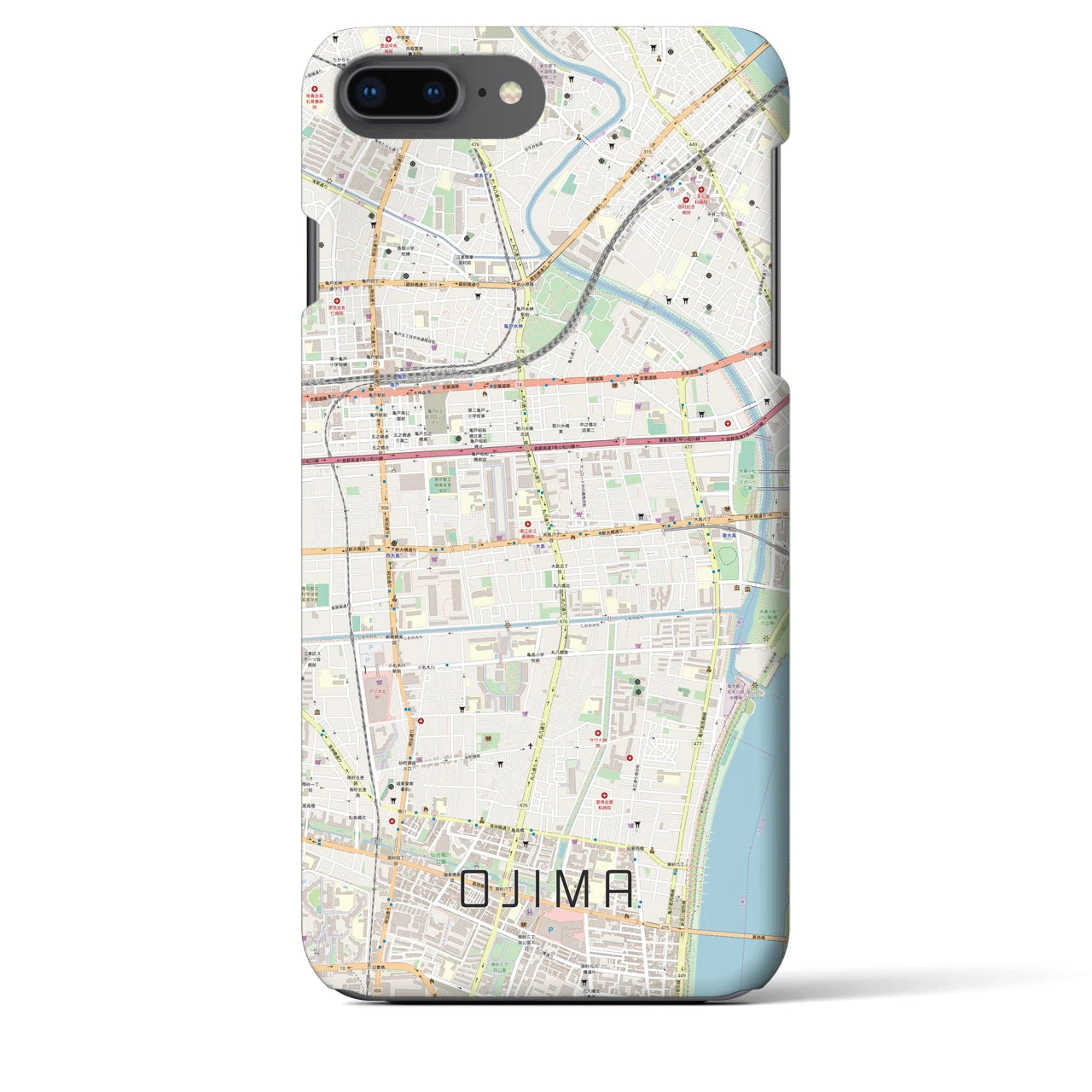 【大島(東京都)】地図柄iPhoneケース(バックカバータイプ)