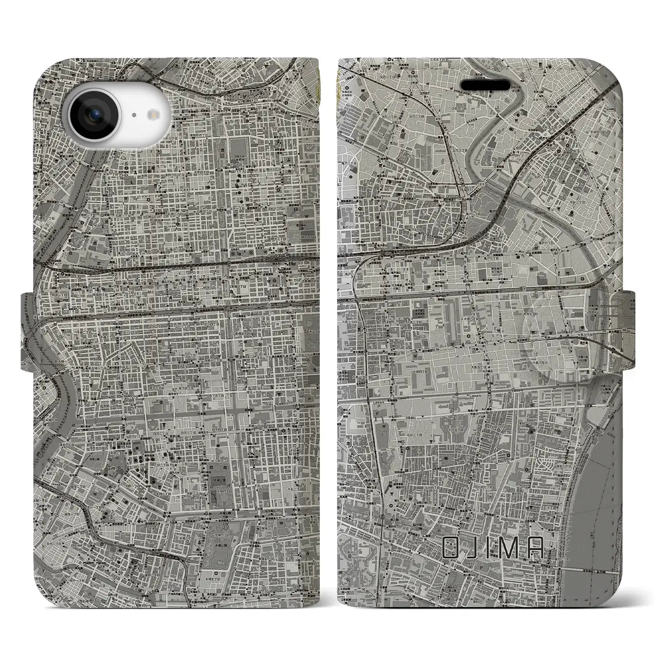 【大島(東京都)】地図柄iPhoneケース(手帳タイプ)