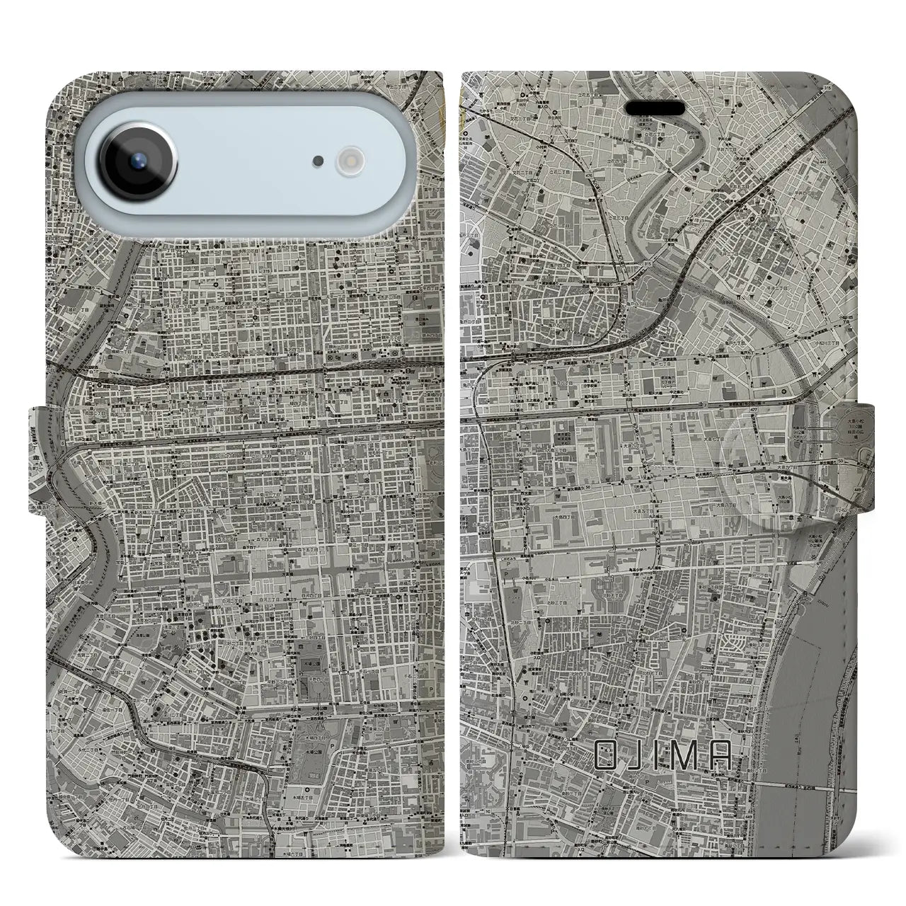 【大島(東京都)】地図柄iPhoneケース(手帳タイプ)