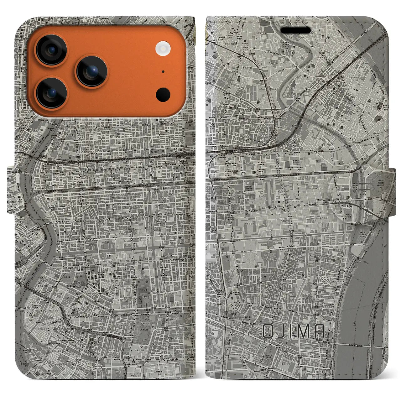 【大島(東京都)】地図柄iPhoneケース(手帳タイプ)