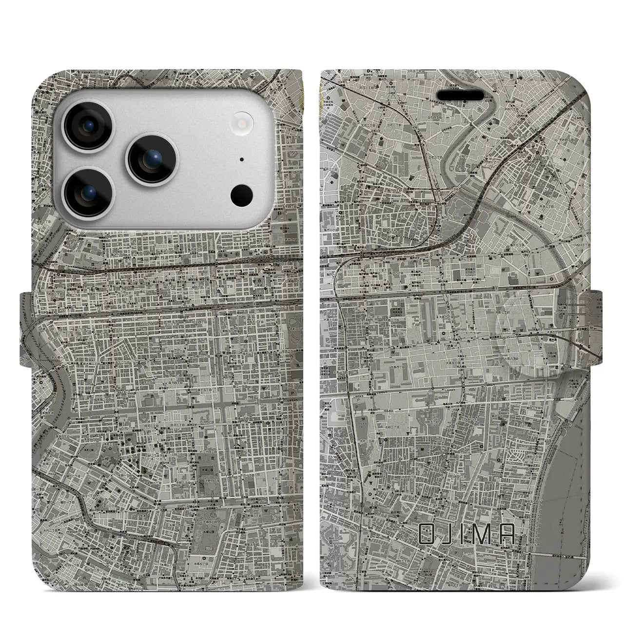 【大島(東京都)】地図柄iPhoneケース(手帳タイプ)