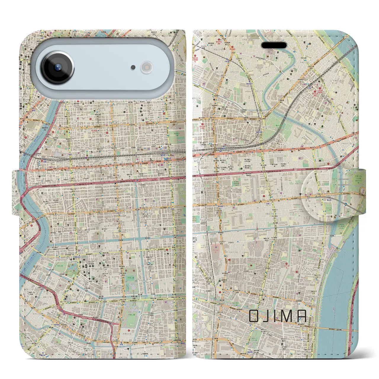 【大島(東京都)】地図柄iPhoneケース(手帳タイプ)