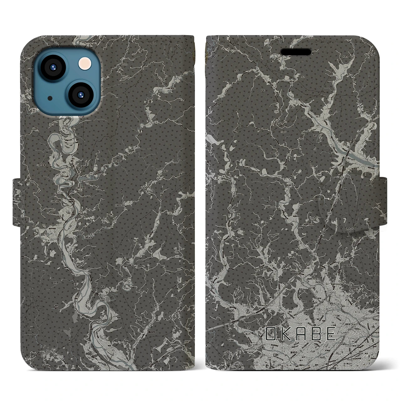 【岡部(静岡県)】地図柄iPhoneケース(手帳タイプ)