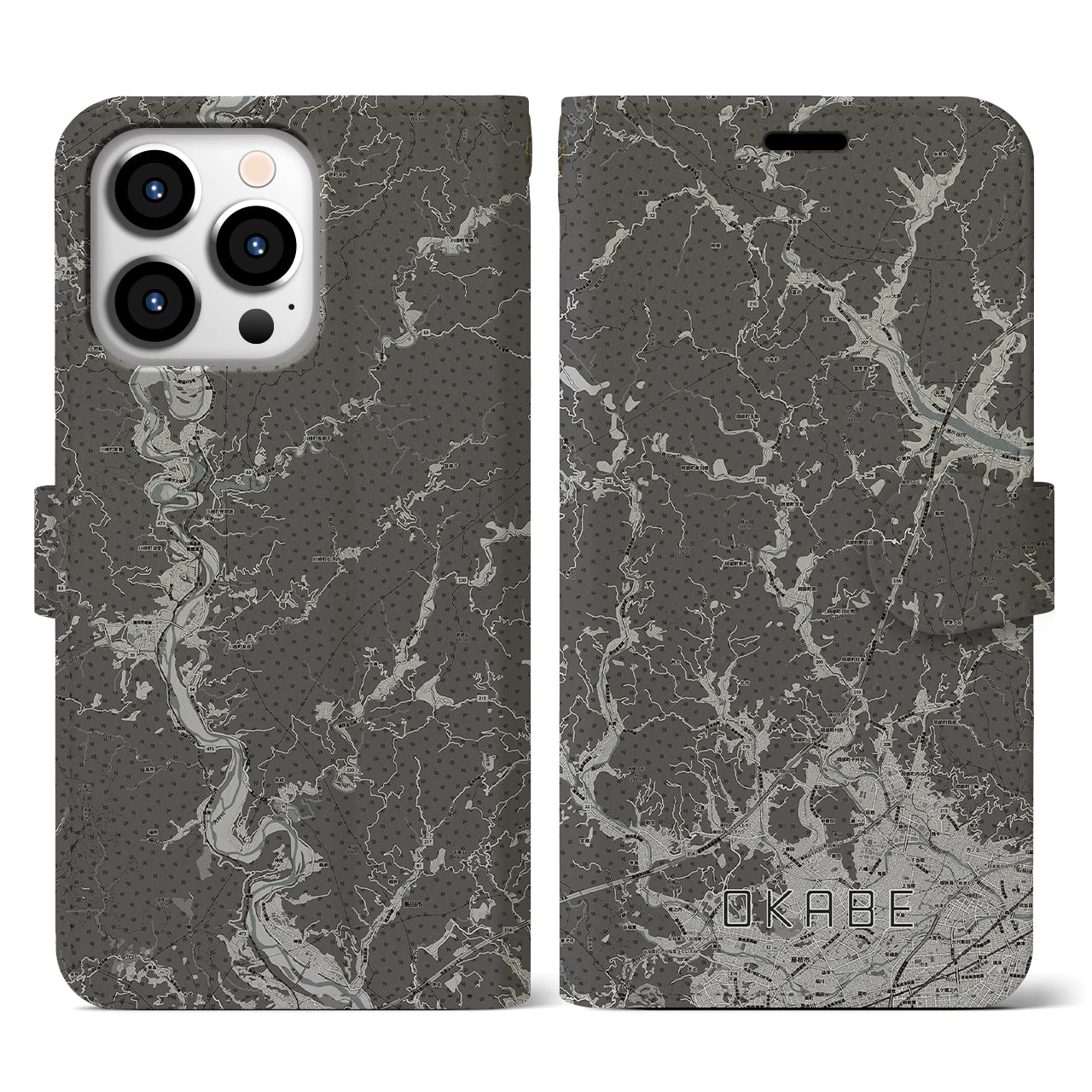 【岡部(静岡県)】地図柄iPhoneケース(手帳タイプ)