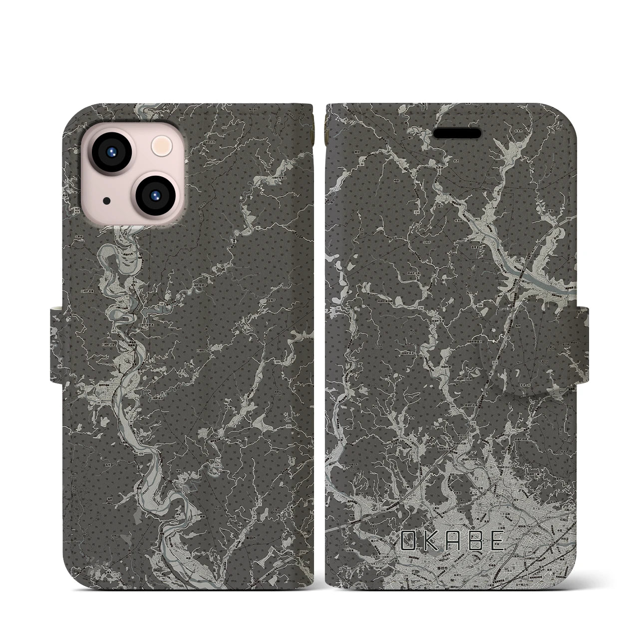 【岡部(静岡県)】地図柄iPhoneケース(手帳タイプ)