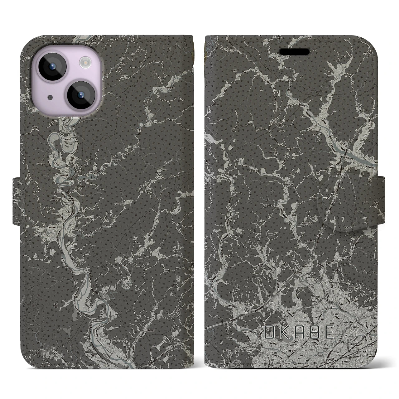 【岡部(静岡県)】地図柄iPhoneケース(手帳タイプ)