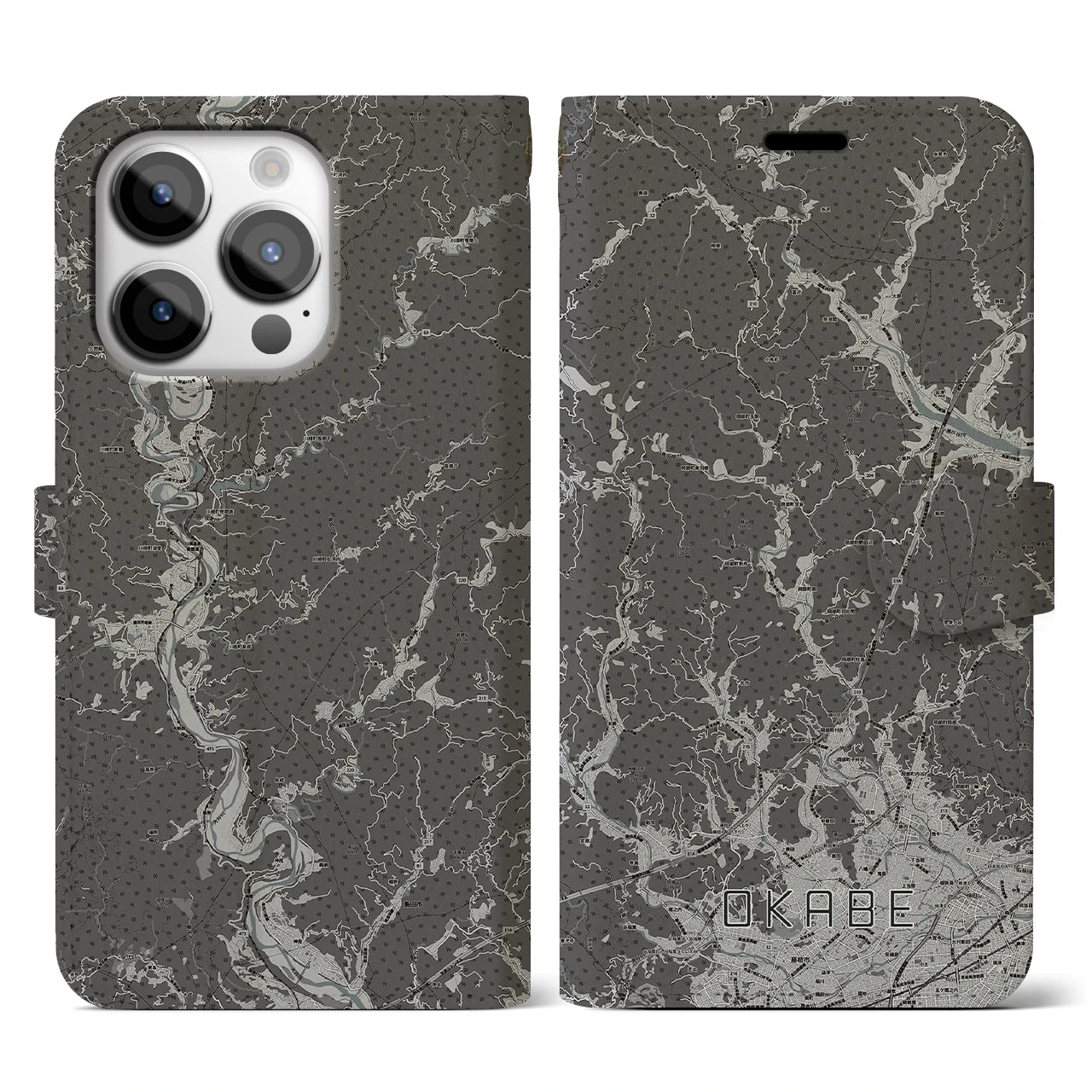 【岡部(静岡県)】地図柄iPhoneケース(手帳タイプ)