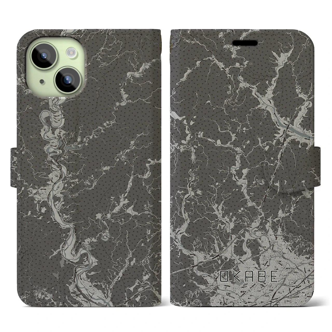 【岡部(静岡県)】地図柄iPhoneケース(手帳タイプ)