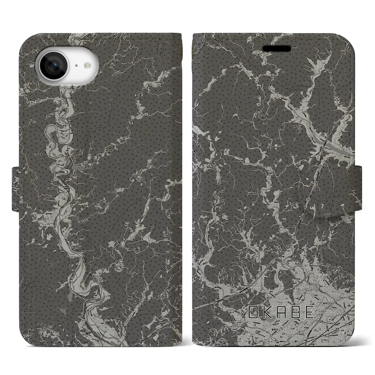 【岡部(静岡県)】地図柄iPhoneケース(手帳タイプ)