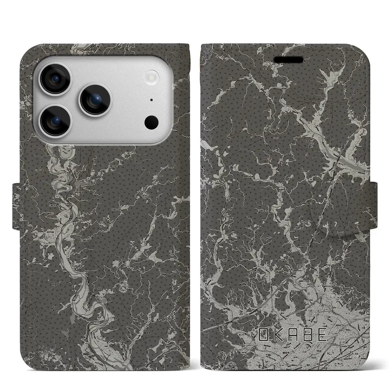 【岡部(静岡県)】地図柄iPhoneケース(手帳タイプ)