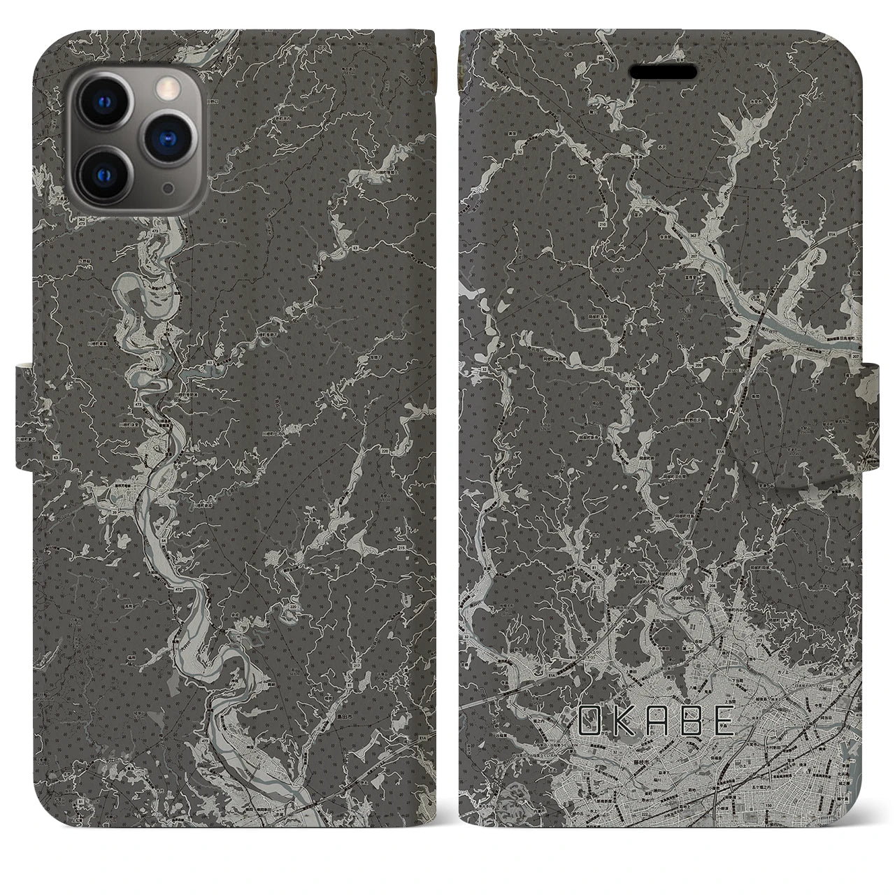 【岡部(静岡県)】地図柄iPhoneケース(手帳タイプ)