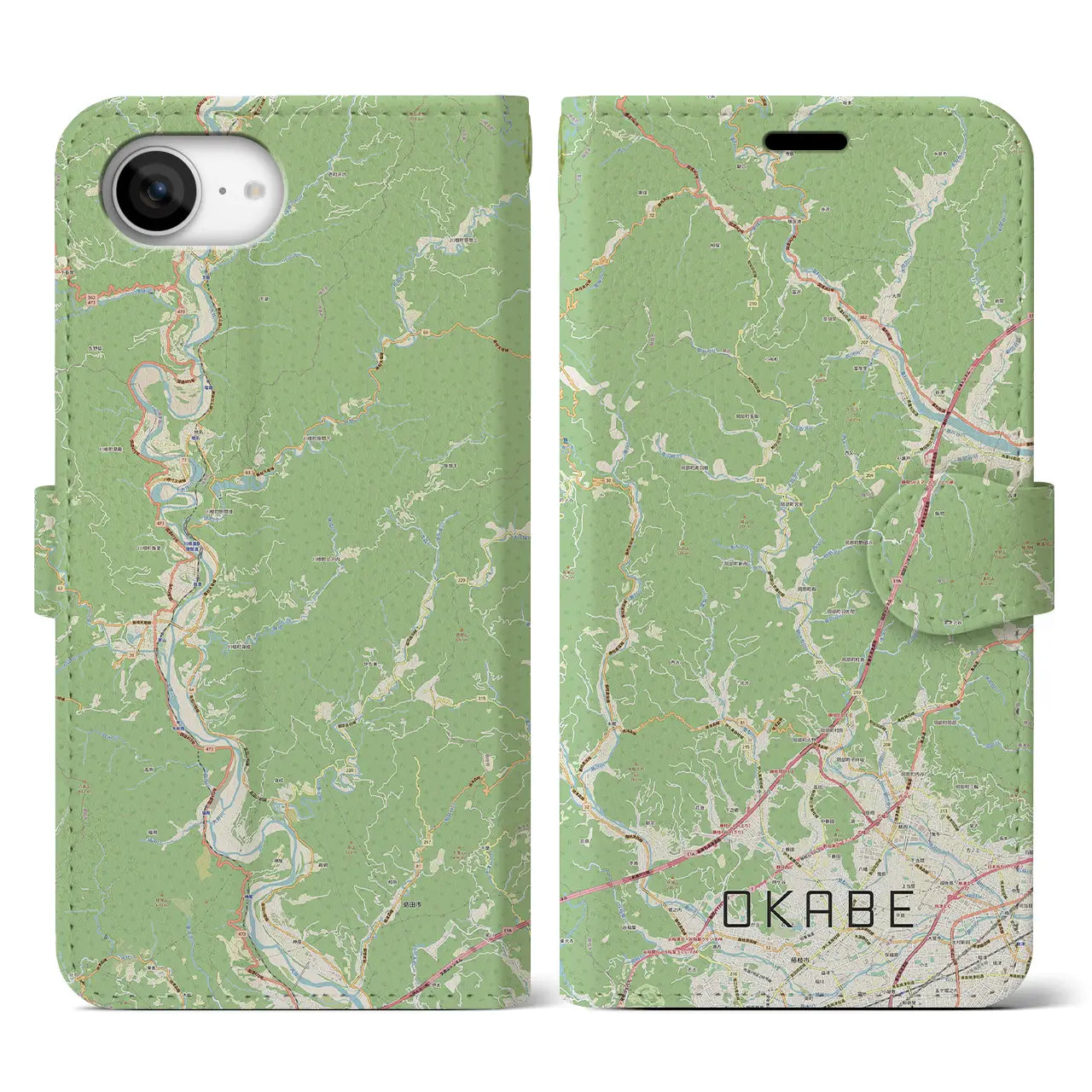 【岡部(静岡県)】地図柄iPhoneケース(手帳タイプ)
