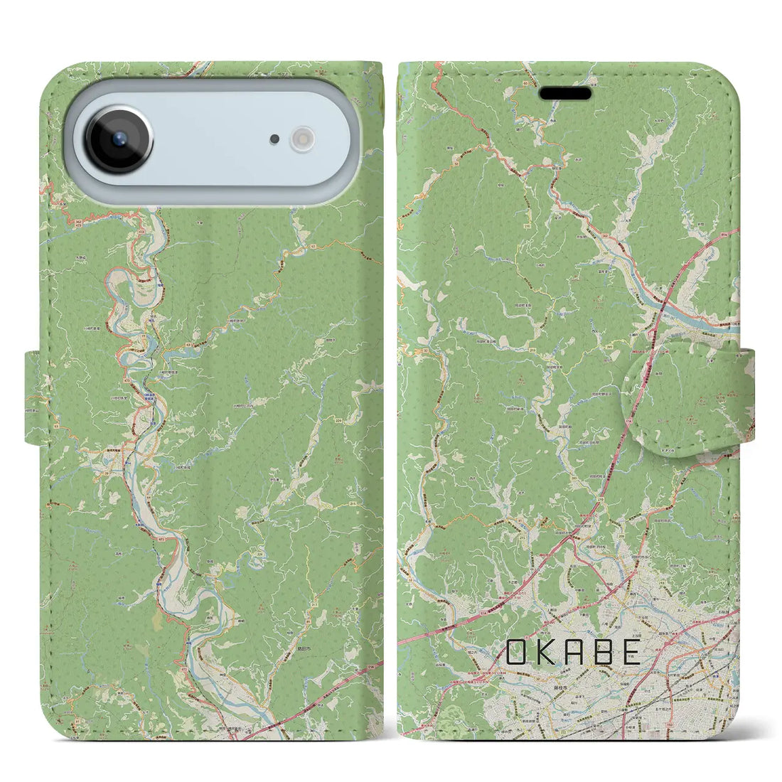 【岡部(静岡県)】地図柄iPhoneケース(手帳タイプ)ナチュラル・iPhone 17 Pro Max 用