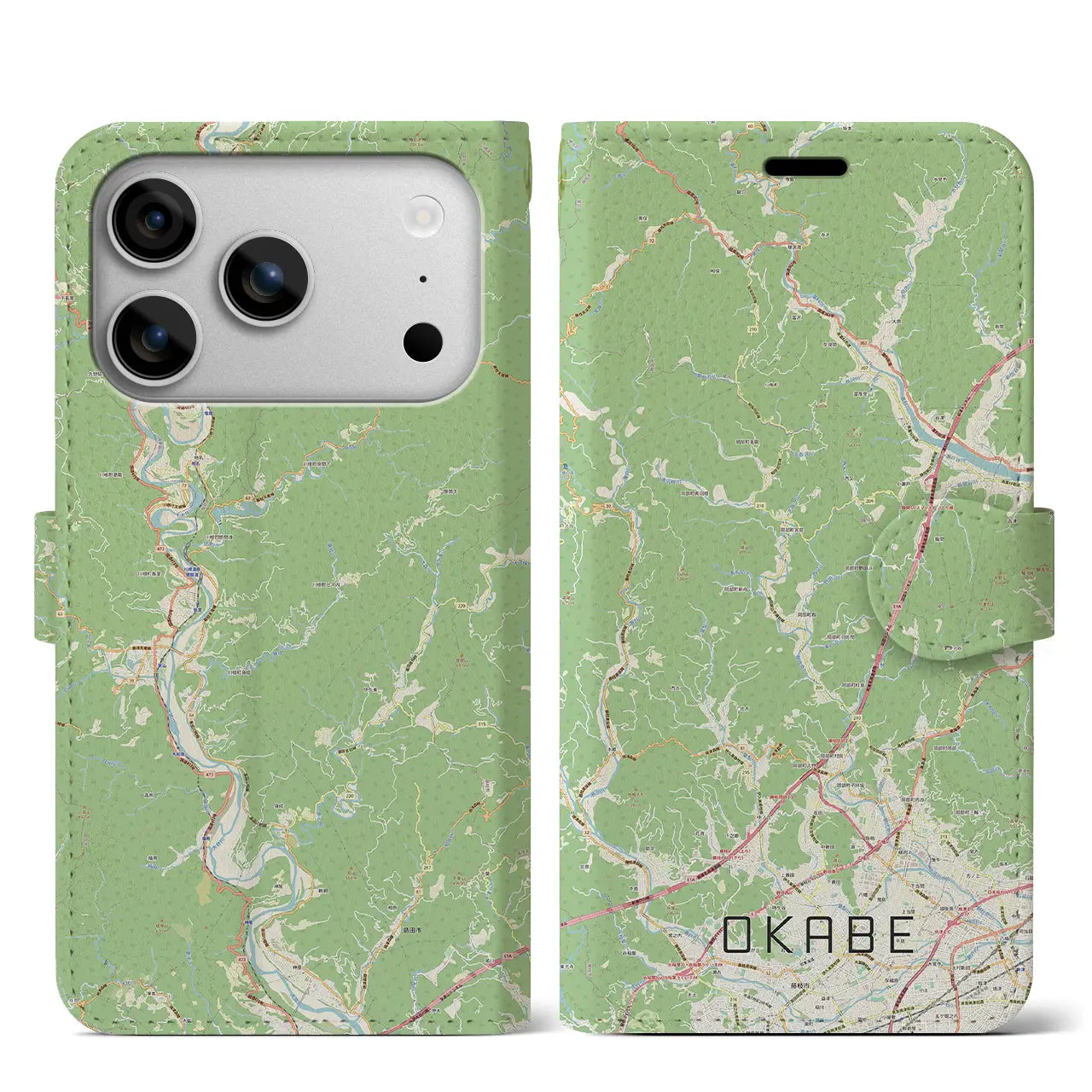 【岡部(静岡県)】地図柄iPhoneケース(手帳タイプ)