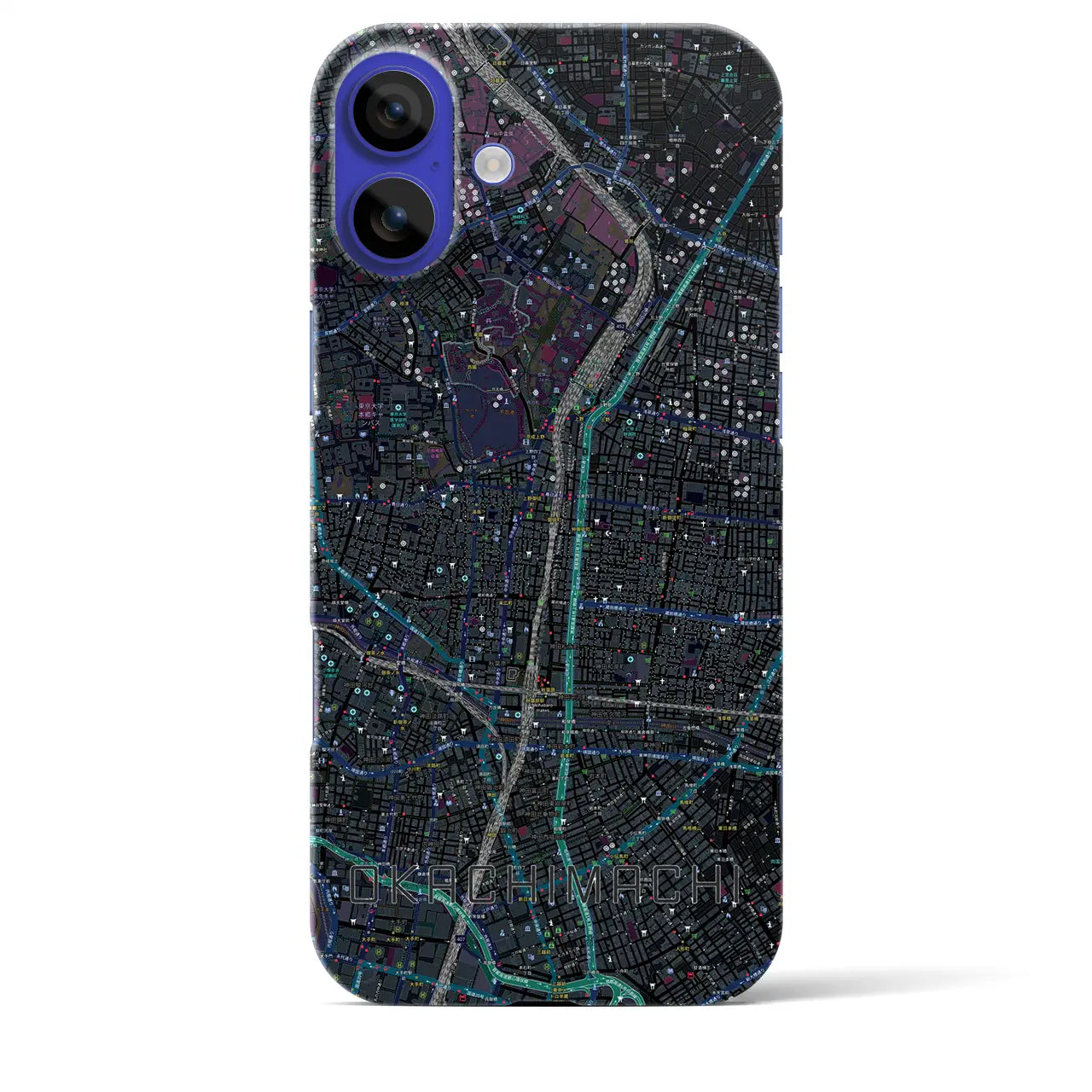 【御徒町(東京都)】地図柄iPhoneケース(バックカバータイプ)