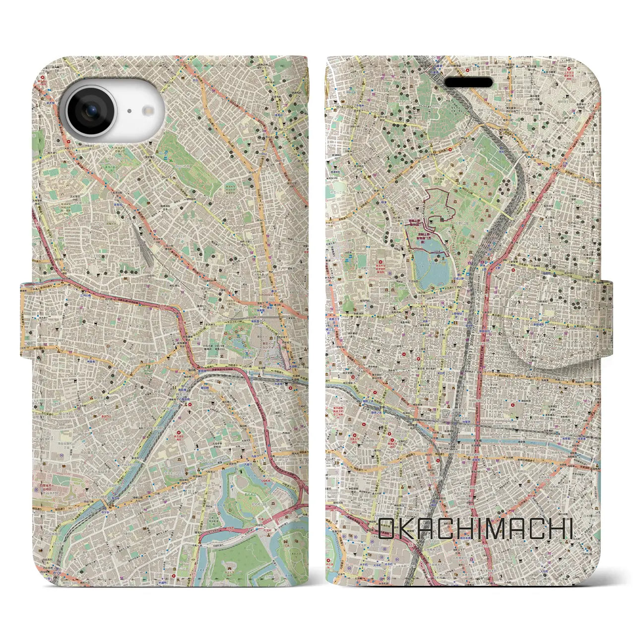 【御徒町(東京都)】地図柄iPhoneケース(手帳タイプ)