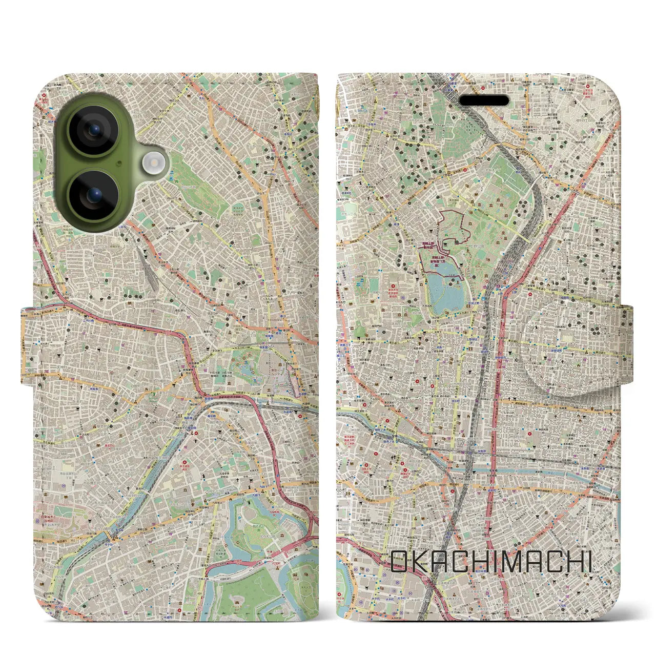 【御徒町(東京都)】地図柄iPhoneケース(手帳タイプ)