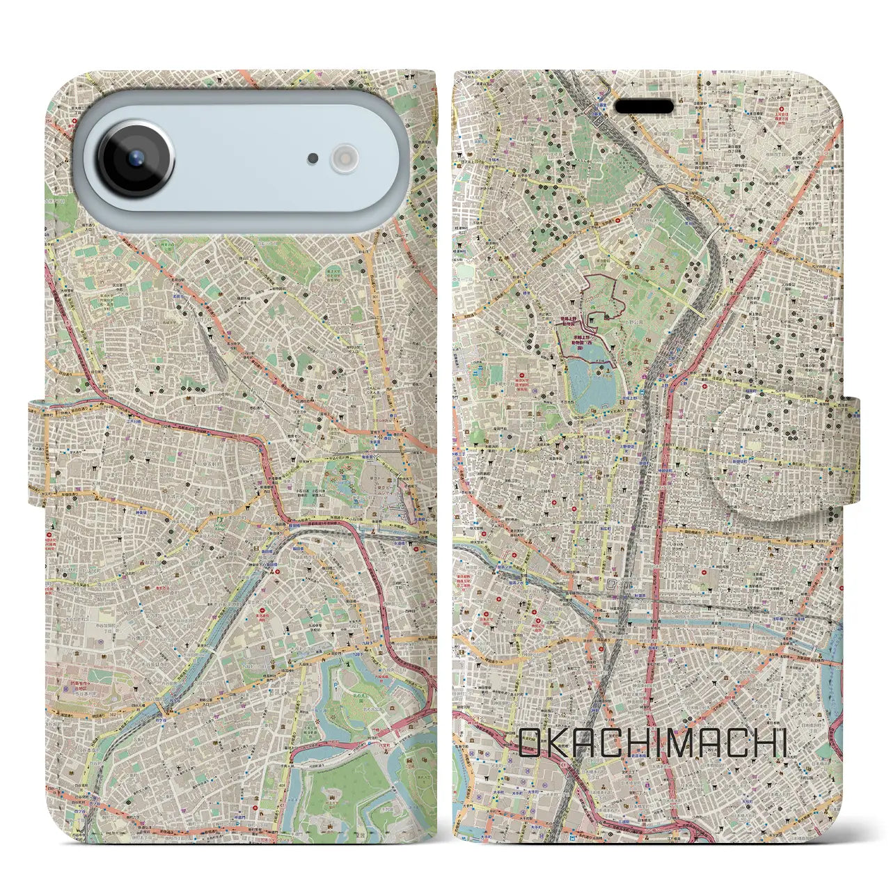 【御徒町(東京都)】地図柄iPhoneケース(手帳タイプ)