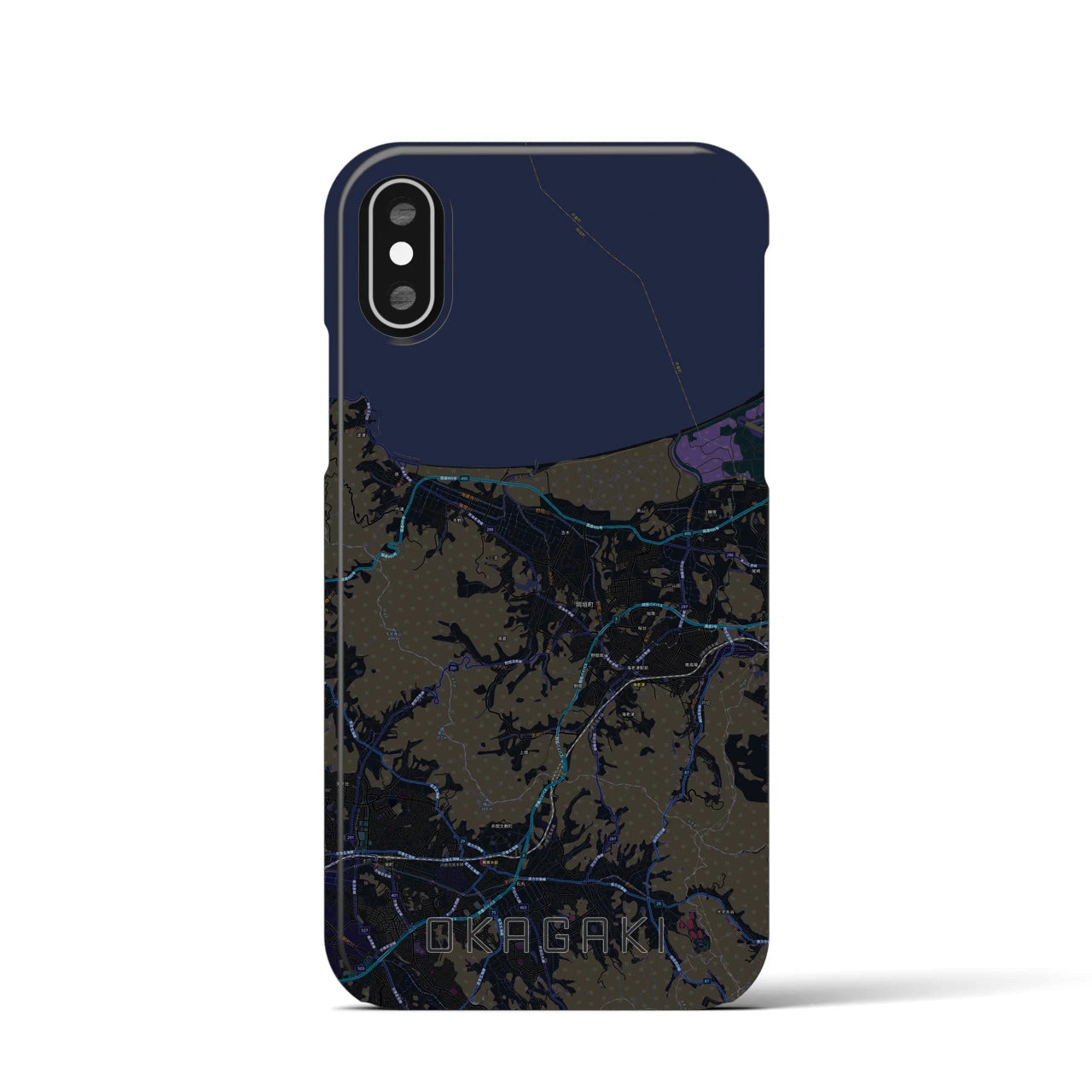 【岡垣(福岡県)】地図柄iPhoneケース(バックカバータイプ)