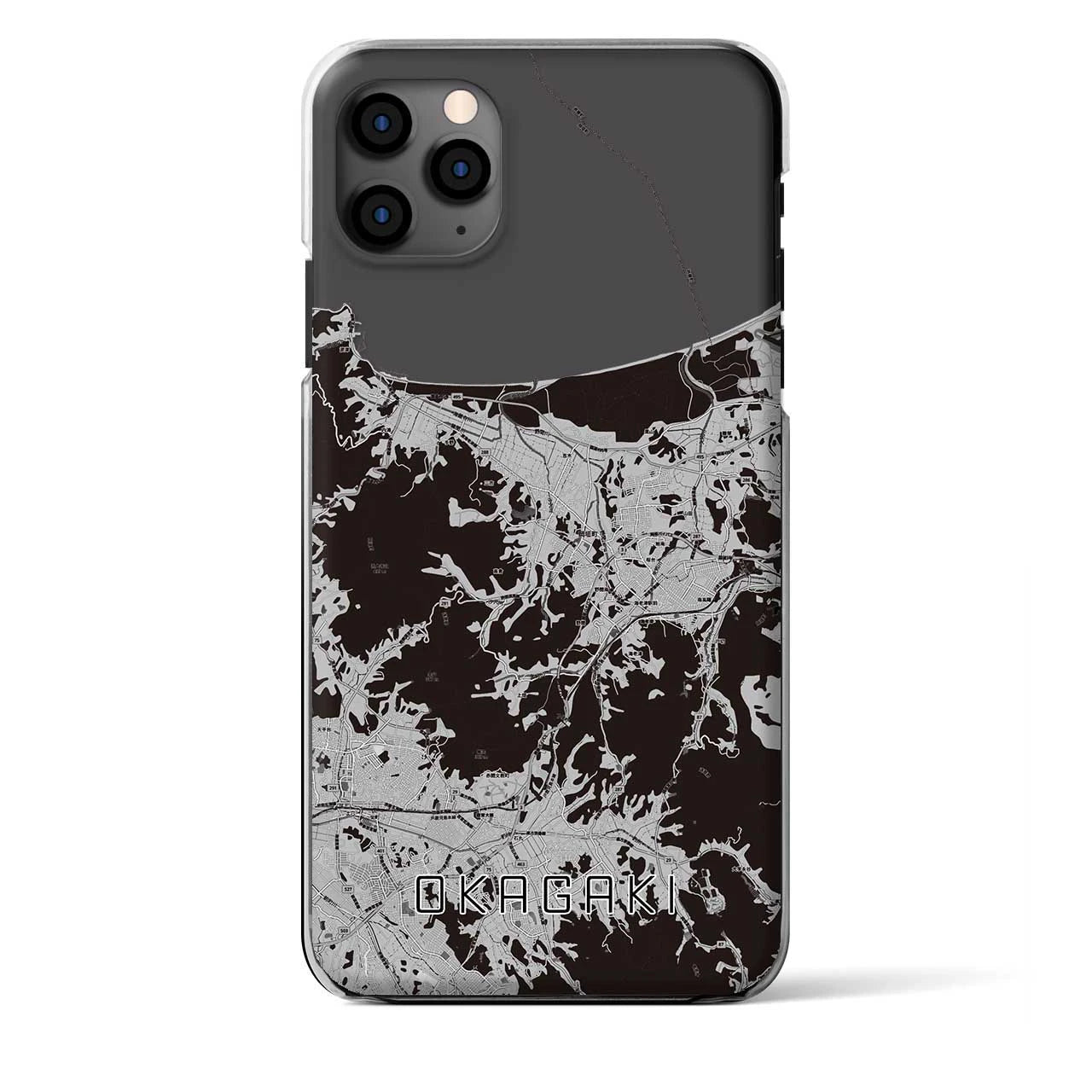 【岡垣(福岡県)】地図柄iPhoneケース(クリアタイプ)モノトーン・iPhone 11 Pro Max 用